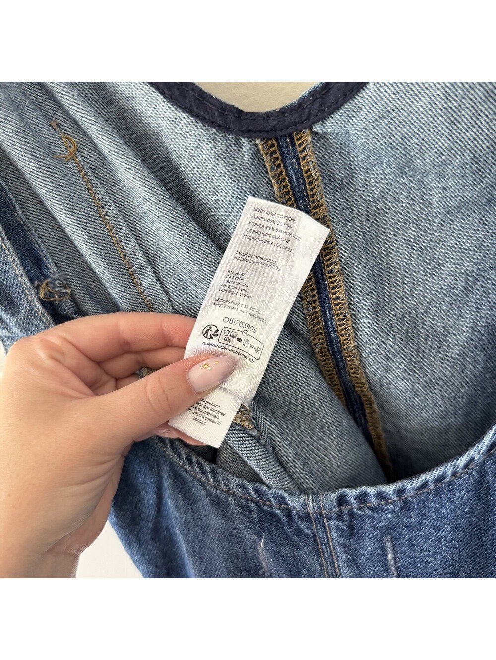 Free People We The Free High Roller Denim Overall Jumpsuit Sz XL - Picture 5 of 5